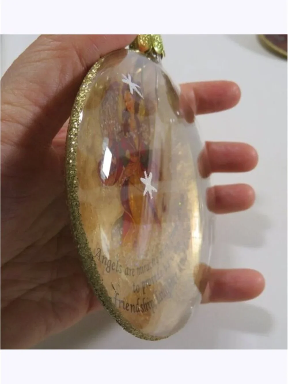 Large (3) Glass Angel Christmas Ornaments Inspirational Sayings 4